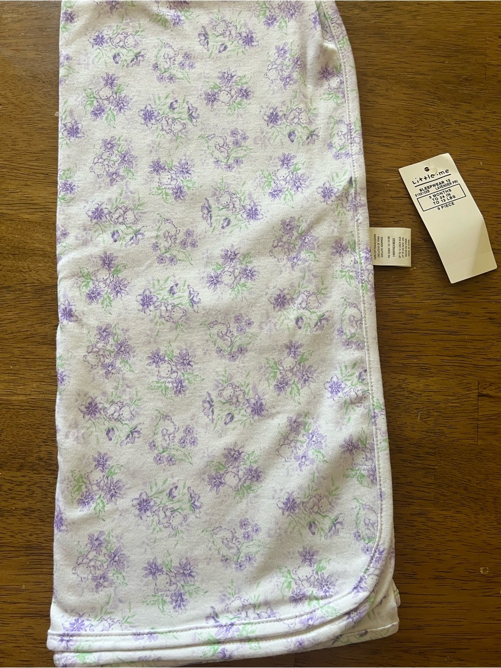 Vintage Little Me lavender floral blanket NEW